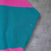 Load image into Gallery viewer, Vintage Cotton Traders Mini Logo Turquoise Pink Colour Block Long Sleeve Polo Shirt
