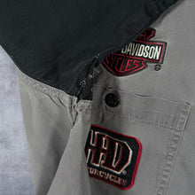 Load image into Gallery viewer, Harley Davidson MotorClothes Mechanic Shirt Mens L Grey Black Flame Embroidered

