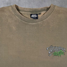 Load image into Gallery viewer, Weird Fish Cartoon Spellout Graphic Heavy Faded Khaki Cotton T-Shirt
