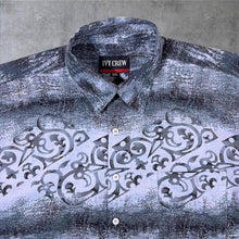 Load image into Gallery viewer, Vintage Ivy Crew Abstract Crazy Patterned Blue Grey Short Sleeve Shirt
