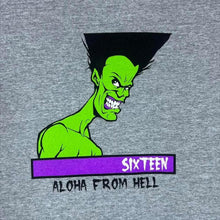 Load image into Gallery viewer, Sixteen Skateboards "Aloha From Hell" Skater Graphic Grey T-Shirt
