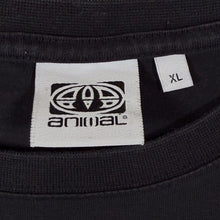 Load image into Gallery viewer, Animal Surfer Skater Logo Spellout Graphic Short Sleeve Black Cotton T-Shirt
