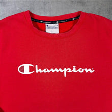 Load image into Gallery viewer, Champion Classic Big Logo Spellout Graphic Red Crewneck Sweatshirt
