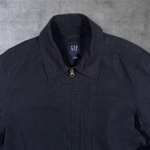 Load image into Gallery viewer, GAP Mens Medium Bomber Jacket Navy Blue Linen Cotton Blend Zip Up
