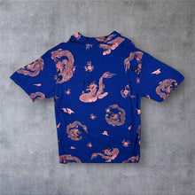 Load image into Gallery viewer, Early 00's Hi-Man Goth Y2K Traditional Dragon Pattern Blue Pink Rayon Short Sleeve Shirt
