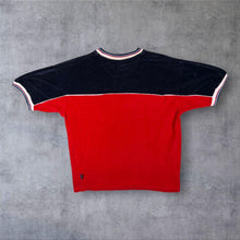 Load image into Gallery viewer, Early 00's Le Shark Sportif Mini Logo Red Navy Blue Towelling Velour T-Shirt
