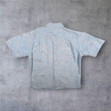 Load image into Gallery viewer, Vintage Timberland Hawaiian Floral Pattern Blue Open Collar Linen Cotton Shirt
