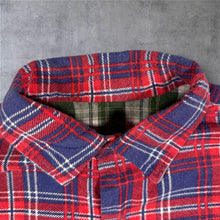 Load image into Gallery viewer, Vintage Mens Red Blue Tartan Plaid Flannel Shirt Double Pocket Workwear Grunge

