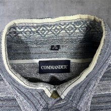 Load image into Gallery viewer, Vintage Commander Grey White Multi Striped Long Sleeve Cotton Flannel Shirt
