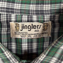 Load image into Gallery viewer, Vintage Jinglers Western Cowboy Green White Check Long Sleeve Popper Shirt
