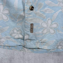 Load image into Gallery viewer, Vintage Timberland Hawaiian Floral Pattern Blue Open Collar Linen Cotton Shirt
