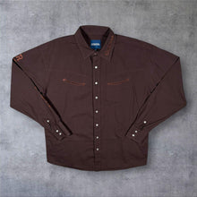 Load image into Gallery viewer, Vintage Resistol Cowboy Western Embroidered Spellout Brown Long Sleeve Popper Shirt

