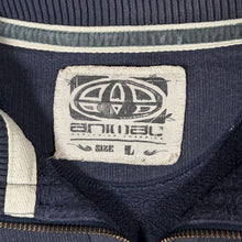 Load image into Gallery viewer, Animal Embroidered Mini Logo Skater Surfer 1/4 Zip Faded Navy Blue Sweatshirt

