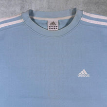 Load image into Gallery viewer, Early 00's Adidas Three Stripe Mini Logo Baby Blue Crewneck Sweatshirt
