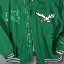 Load image into Gallery viewer, Vintage 90s Philadelphia Eagles NFL Campri Wool Varsity Bomber Jacket Green L XL
