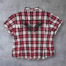 Load image into Gallery viewer, Harley Davidson Womens 1W Red Plaid Western Shirt Pearl Snap Wing Biker Y2K
