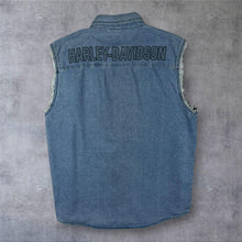 Load image into Gallery viewer, Harley Davidson Genuine MotorClothes Denim Sleeveless Shirt Vest Mens L Biker
