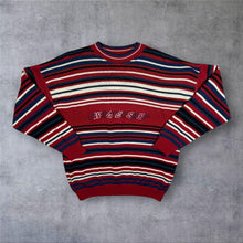 Load image into Gallery viewer, Vintage The Sweater Shop Embroidered Spellout Multi Striped Acrylic Knit Jumper
