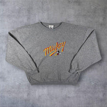 Load image into Gallery viewer, Vintage Disney Mickey &amp; Co. Embroidered Spellout Grey Fleece Sweatshirt
