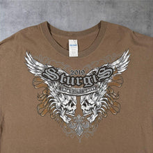 Load image into Gallery viewer, Sturgis Black Hills Rally 2019 T Shirt XL Skull Biker Motorcycle Double Sided Brown
