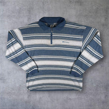 Load image into Gallery viewer, Vintage 90s Billy Dean Quarter Zip Polo Shirt XXL XL Blue Grey Striped Collared
