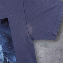 Load image into Gallery viewer, Vintage Anvil Native Amerian Wolf Wildlife Graphic Blue Made In USA Cotton T-Shirt
