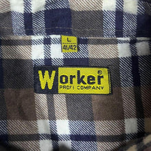 Load image into Gallery viewer, Vintage Worker Brown Black White Check Cotton Long Sleeve Button-Up Flannel Shirt
