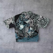 Load image into Gallery viewer, Early 00's Hundred Continent Goth Y2K Leopard Animal Patterned Short Sleeve Shirt
