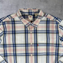 Load image into Gallery viewer, Levis Mens Shirt XL White Navy Red Plaid Check Standard Fit Red Tab Long Sleeve
