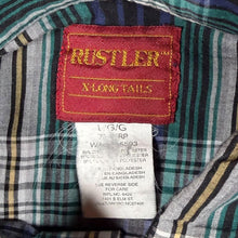 Load image into Gallery viewer, Vintage Rustler X-Long Tails Cowboy Western Multi Check Long Sleeve Popper Shirt
