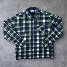 Load image into Gallery viewer, Vintage Renate Solvet Flannel Shirt M L Green Navy Plaid Check Tartan Cotton

