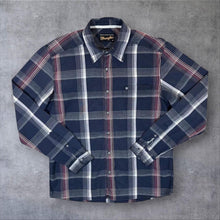 Load image into Gallery viewer, Wrangler Mens Shirt M Navy Multi Plaid Check Long Sleeve Western Workwear

