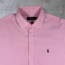 Load image into Gallery viewer, Polo Ralph Lauren Shirt 17 43 XL Pink White Pinstripe Pony Logo Long Sleeve
