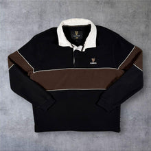 Load image into Gallery viewer, Guinness Embroidered Mini Logo Black Brown Colour Block Collared Fleece Sweatshirt
