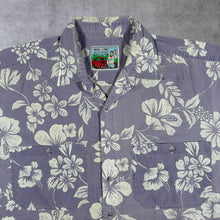 Load image into Gallery viewer, Vintage Moda L'Uomo Hawaiian Floral Pattern Purple White Short Sleeve Shirt
