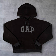 Load image into Gallery viewer, Early 00's GAP Embroidered Big Spellout Black Fleece Pullover Hoodie
