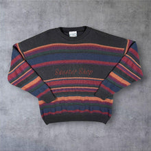Load image into Gallery viewer, Vintage The Sweater Shop Embroidered Spellout Multi Striped Cotton Acrylic Knit Jumper
