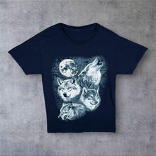 Load image into Gallery viewer, Wolf Animal Nature Wildlife Graphic Navy Blue Cotton Short Sleeve T-Shirt
