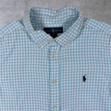 Load image into Gallery viewer, Ralph Lauren Blue White Check Long Sleeve Cotton Button-Down Shirt
