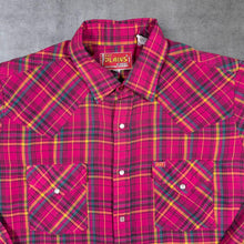 Load image into Gallery viewer, Vintage Ely Plains Cowboy Western Pink Plaid Check Popper Long Sleeve Shirt
