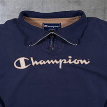 Load image into Gallery viewer, Early 00's Champion Embroidered Big Spellout Navy Blue 1/4 Zip Pullover Sweatshirt
