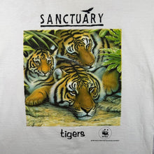 Load image into Gallery viewer, Vintage 90's Sanctuary "Tigers" Animal Wildlife Graphic White T-Shirt
