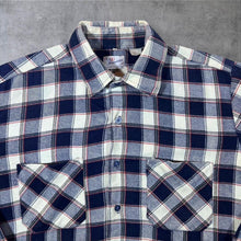 Load image into Gallery viewer, Vintage Friendship Navy White Red Plaid Check Long Sleeve Flannel Shirt
