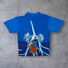 Load image into Gallery viewer, Early 00's Hot + Spicy Goth Y2K Anime Manga Graphic Blue Short Sleeve Shirt
