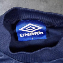 Load image into Gallery viewer, Vintage 90's Umbro Embossed Big Logo Spellout Tape Sleeve Polyester T-Shirt
