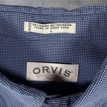 Load image into Gallery viewer, Vintage Orvis Shirt L Blue Micro Check Made in Hong Kong Short Sleeve
