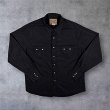 Load image into Gallery viewer, Vintage Wrangler Cowboy Western Black Popper Button Cotton Long Sleeve Shirt
