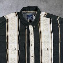Load image into Gallery viewer, Vintage 90s Wrangler Western Shirt L Aztec Southwestern Stripe Short Sleeve
