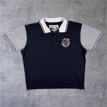 Load image into Gallery viewer, Cotton Traders 6 Nations Rugby Embroidered Short Sleeve Black Grey Polo Shirt
