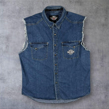 Load image into Gallery viewer, Harley Davidson Mens XL Denim Vest Shirt Eagle Embroidered Sleeveless Biker
